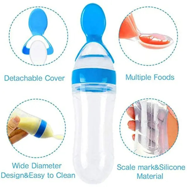 Combo Pack Baby Spoon Feeder Bottle With Baby Fruit Pacifier (90ML Bottle)