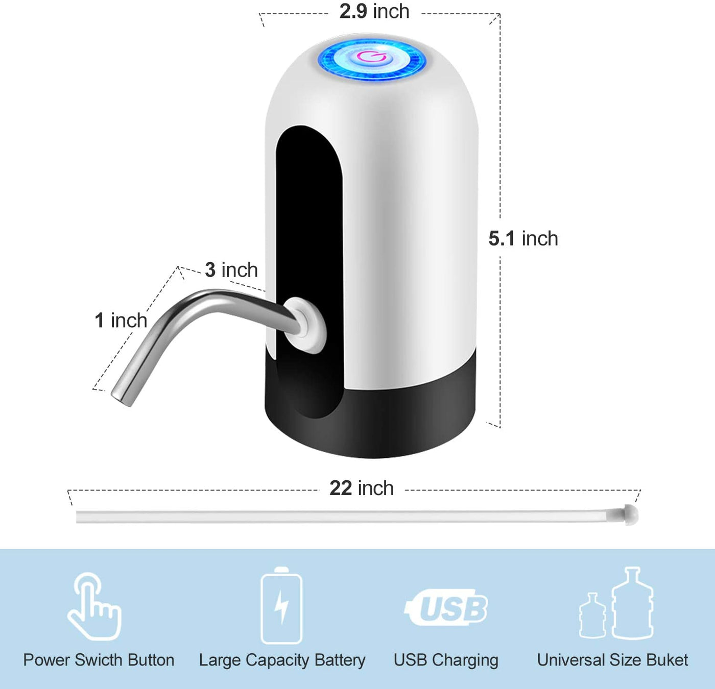 USB Charging Automatic Drinking Water Pump-Portable Electric Water Dispenser