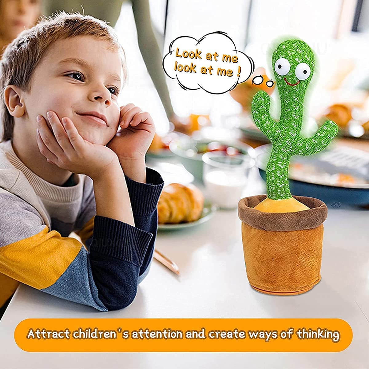 Rechargeable Dancing Cactus Toy -Singing Talking & Recording Learning Toy For Kids