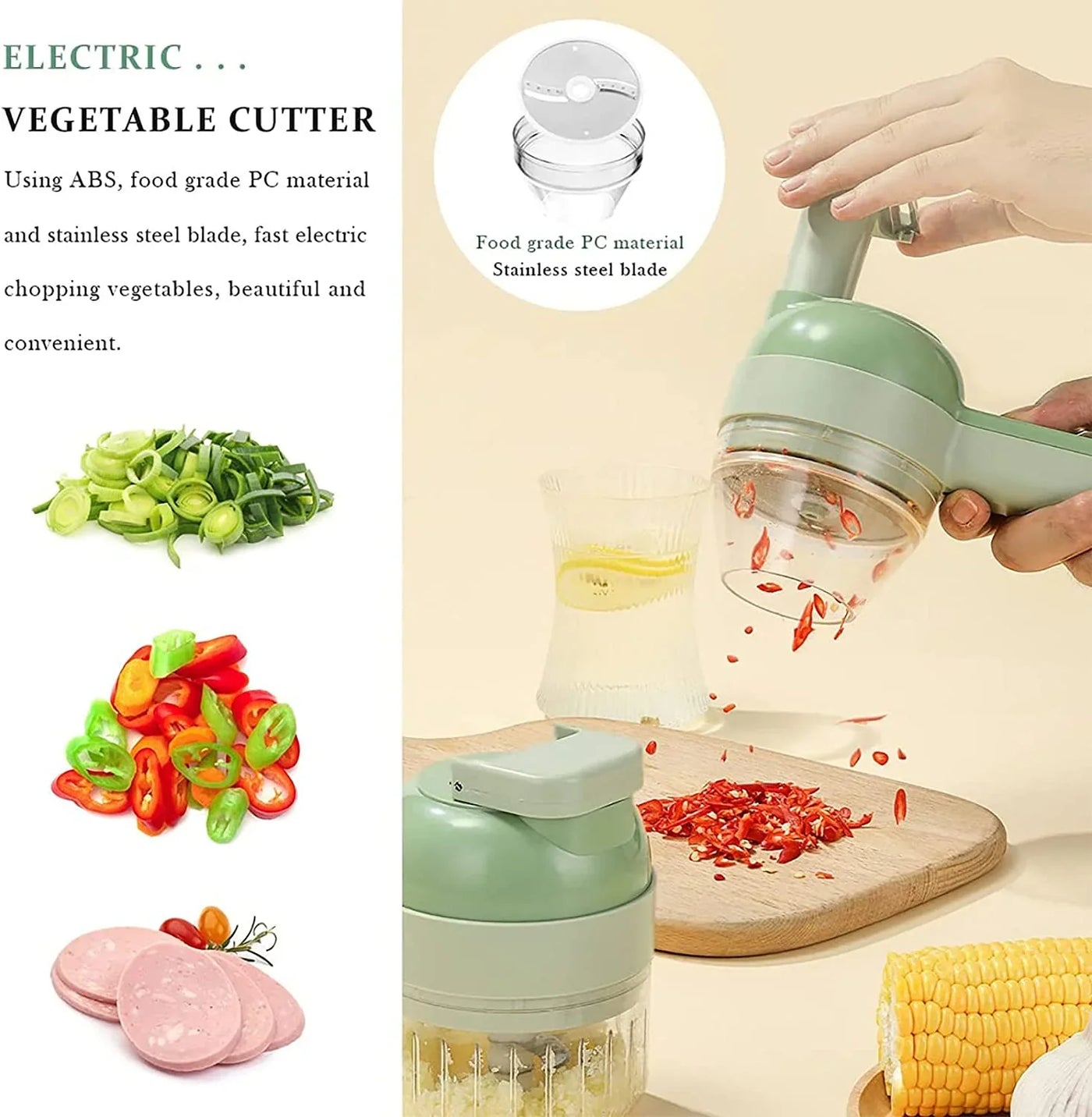 MULTIFUNCTIONAL RECHARGEABLE HANDHELD ELECTRIC VEGETABLE CUTTER