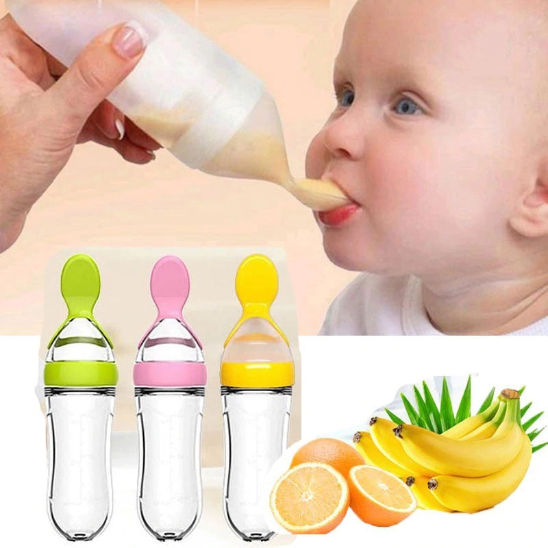 Combo Pack Baby Spoon Feeder Bottle With Baby Fruit Pacifier (90ML Bottle)